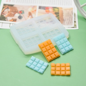 Detailed view of flexible 4-cavity silicone mold for DIY chocolate and waffle bars