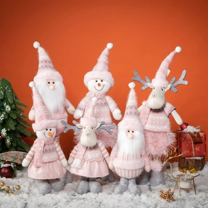 Christmas Plush Doll Ornament Santa Claus Snowman Reindeer Knitted Tabletop Figurine Holiday Home Decoration Gift