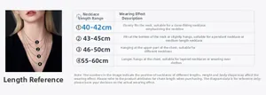 Größentabelle für Halskettenlängen von 40cm bis 60cm auf einem Modellprofil