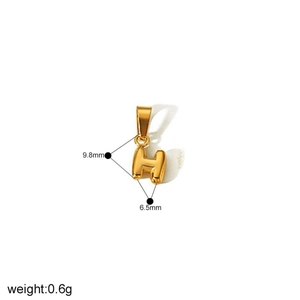 Golden 18k stainless steel bubble letter H pendant charm with size 9.8mm x 6.5mm