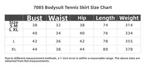 Guide des tailles détaillé pour robe de tennis sport et combinaison pour femme