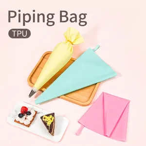 Three-color TPU piping bags set with stainless steel nozzle for cake decorating