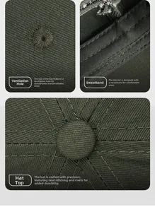 Détails des coutures, des œillets d'aération et du bandeau de confort de la casquette