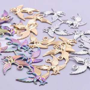 DIY colorful eagle pendants in gold, silver, and rainbow stainless steel for jewelry making