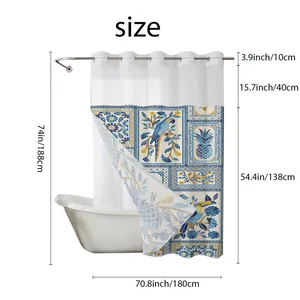 Detailed size chart for waffle weave shower curtain showing 180x188cm dimensions and sections