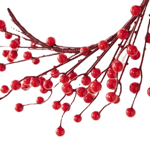 Christmas decoration featuring realistic red holly berries and brown branches on white background