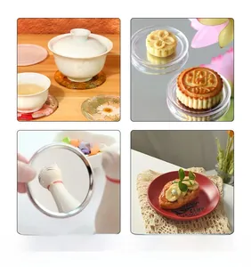 Detailed view of round silicone floral coaster molds and finished resin craft results