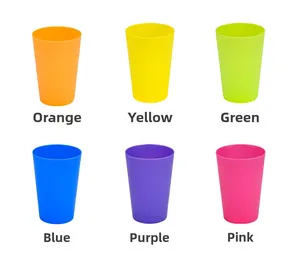 Set of six colorful educational stacking cups for kids showing matte texture and vibrant hues