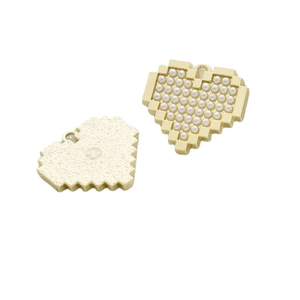 Golden pixel heart charms with inlaid pearls for DIY jewelry making earrings
