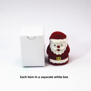Red flocked Santa Claus jewelry box with individual white paper gift packaging box