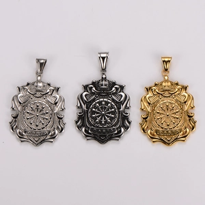 Shield Pendant Necklace 304 Stainless Steel Hip Hop Punk Crown Dartboard Design Gothic Jewelry For Men