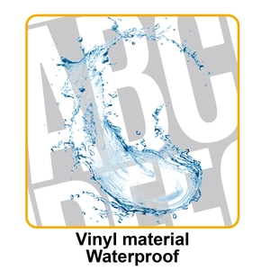 Close-up showing the durable waterproof vinyl material and splash resistance of letter stickers