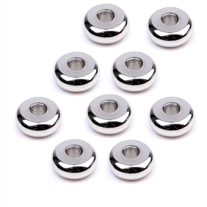 Flat round stainless steel spacer beads for DIY jewelry making in polished silver finish