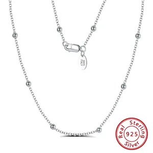 925 Sterling Silber Minimalistische Perlenkette Italienischer Stil Runde Kugel Kette Gold Platin Vergoldet Choker Damen Schmuck Geschenk