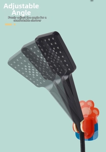 Adjustable matte black shower head with multi-angle rotation and cute cat paw base
