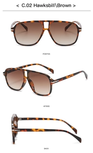Three-view detail of vintage pilot sunglasses in hawksbill frame with brown gradient lenses