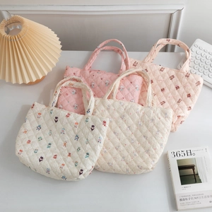 Quilted Handbag Cartoon Bear Rabbit Printed Cloth Tote Bag Small Commuter Cute Ins Style For Women Students