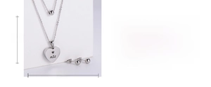 Size specifications of silver heart pendant necklace and ball earring set made of steel