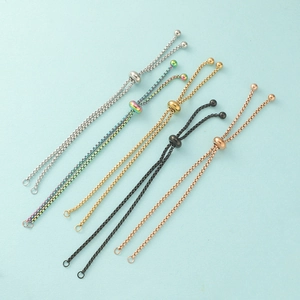 Adjustable stainless steel bolo box chain bracelets in five metallic color finishes