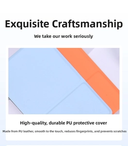 Detail of blue and orange PU leather texture showing anti-scratch and anti-fingerprint surface