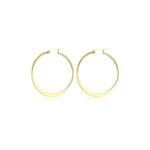 Classic minimalist large gold-plated stainless steel hoop earrings for women on white