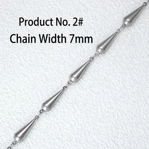 Handmade stainless steel teardrop heart link chain for DIY jewelry making 7mm width