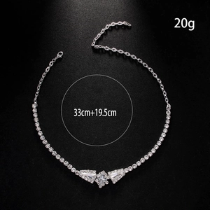 Elegant silver square rhinestone choker necklace with 20g weight and adjustable chain