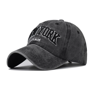 Vintage Washed Cotton Baseball Cap Distressed Retro Style New York Embroidery Sunshade Adjustable Hat For Men Women