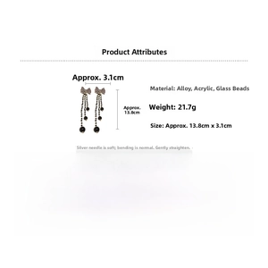 Detailed specs of long leopard bow earrings with size 13.8cm and weight 21.7g