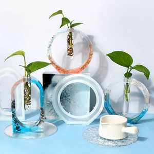 Σετ καλουπιών σιλικόνης DIY για υδροπονικό βάζο ρητίνης με στρογγυλά και τοξωτά σχήματα