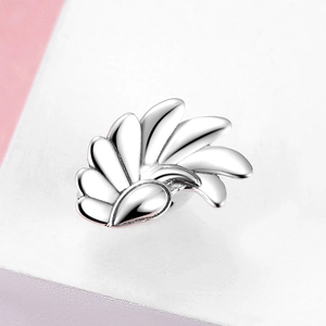 Polished S925 sterling silver insect wing charm spacer bead for DIY jewelry bracelets