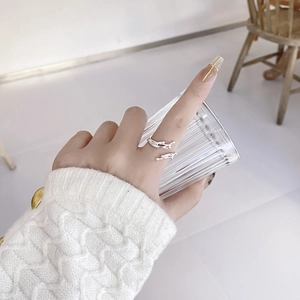 S925 sterling silver multi-layer crossover branch ring with adjustable open design