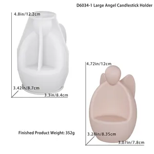 Makro-Detail der großen Engel-Kerzenhalter-Silikonform und des Flügeldesigns