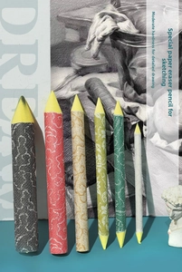 Set of 6 professional sketch blending stumps with patterned wraps and David plaster statue