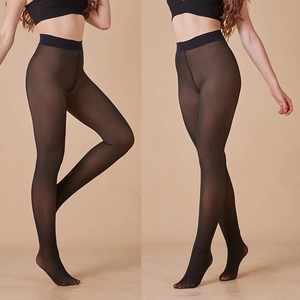 High-waisted black sheer tights with fake skin effect and high-elastic slimming fit