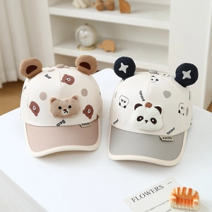 Adorable children's baseball caps with 3D plush bear and panda doll ear designs