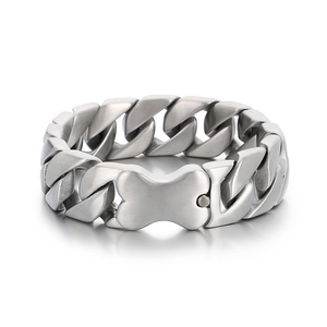 Men's matte silver Cuban chain bracelet featuring a unique creative bone-shaped clasp