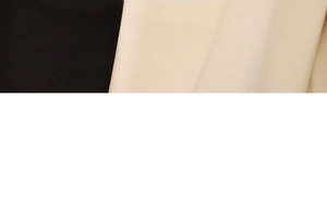 Detailed fabric texture of beige polyester blazer with high-density fiber weave