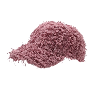 Plush faux fur baseball cap in dusty pink with thick warm lining for winter fashion