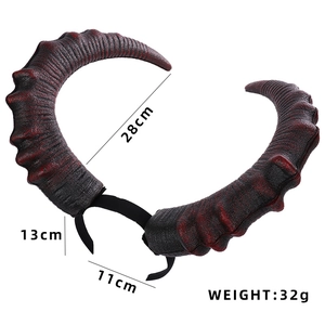Black and red devil horn headband for Halloween party costumes, 28cm lightweight prop