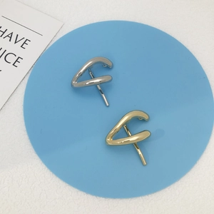 Abstract geometric metal ponytail clips in gold and silver finish for women