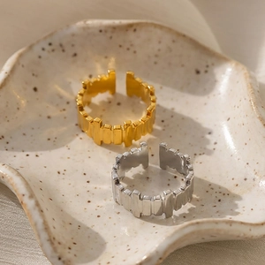 Minimalist irregular geometric open rings in gold and silver finish with 18k plating