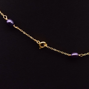 925 silver necklace with deep purple freshwater pearls and a fine gold metal chain