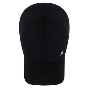 Men's winter baseball cap with ear protection and silver metal R logo in black
