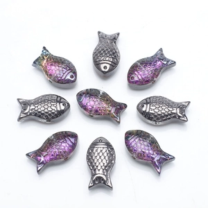 Fish-shaped 8x15mm electroplated pendants for DIY jewelry making in various metallic colors