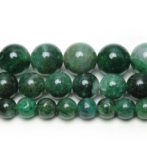 Polished green mica round stone beads for DIY jewelry making in various sizes