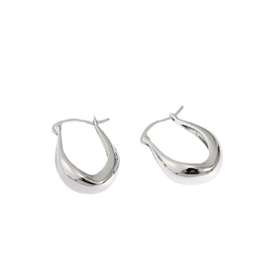 Minimalist S925 sterling silver U-shaped hoop earrings with a polished metallic finish