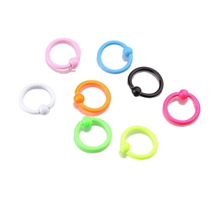Neon painted stainless steel captive bead rings for piercings in multiple vibrant colors