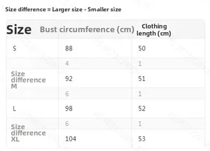 Tabella taglie per top in maglia a uncinetto con misure di busto e lunghezza totale