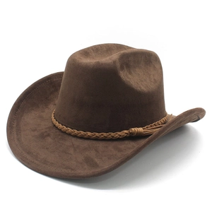 Vintage Western Cowboy Hat Suede Wide Brim Fedora Jazz Hat With Braided Band Tassel Retro Classic Style For Women Men